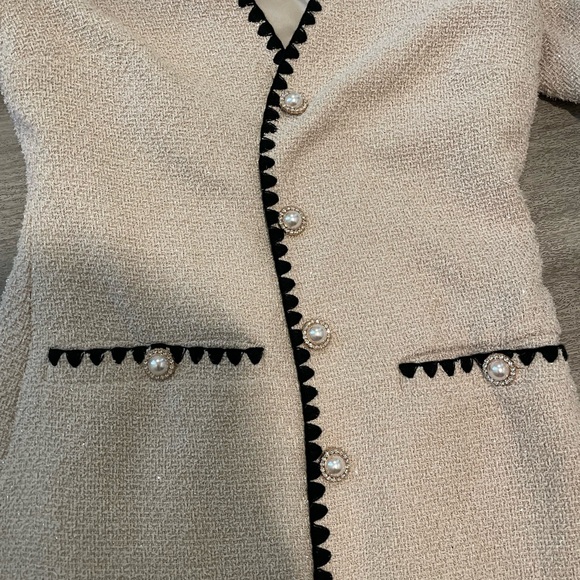 New Alexia Admor Yaiya Button Front Tweed Sheath Dress Cream sz 2 - Picture 6 of 9